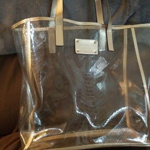 Michael kors tote, clear & gold